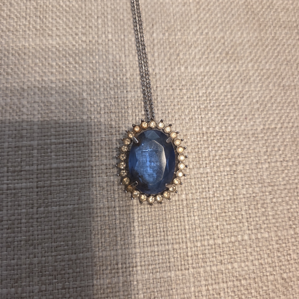 Blue and Silver Pendant Necklace/Pin